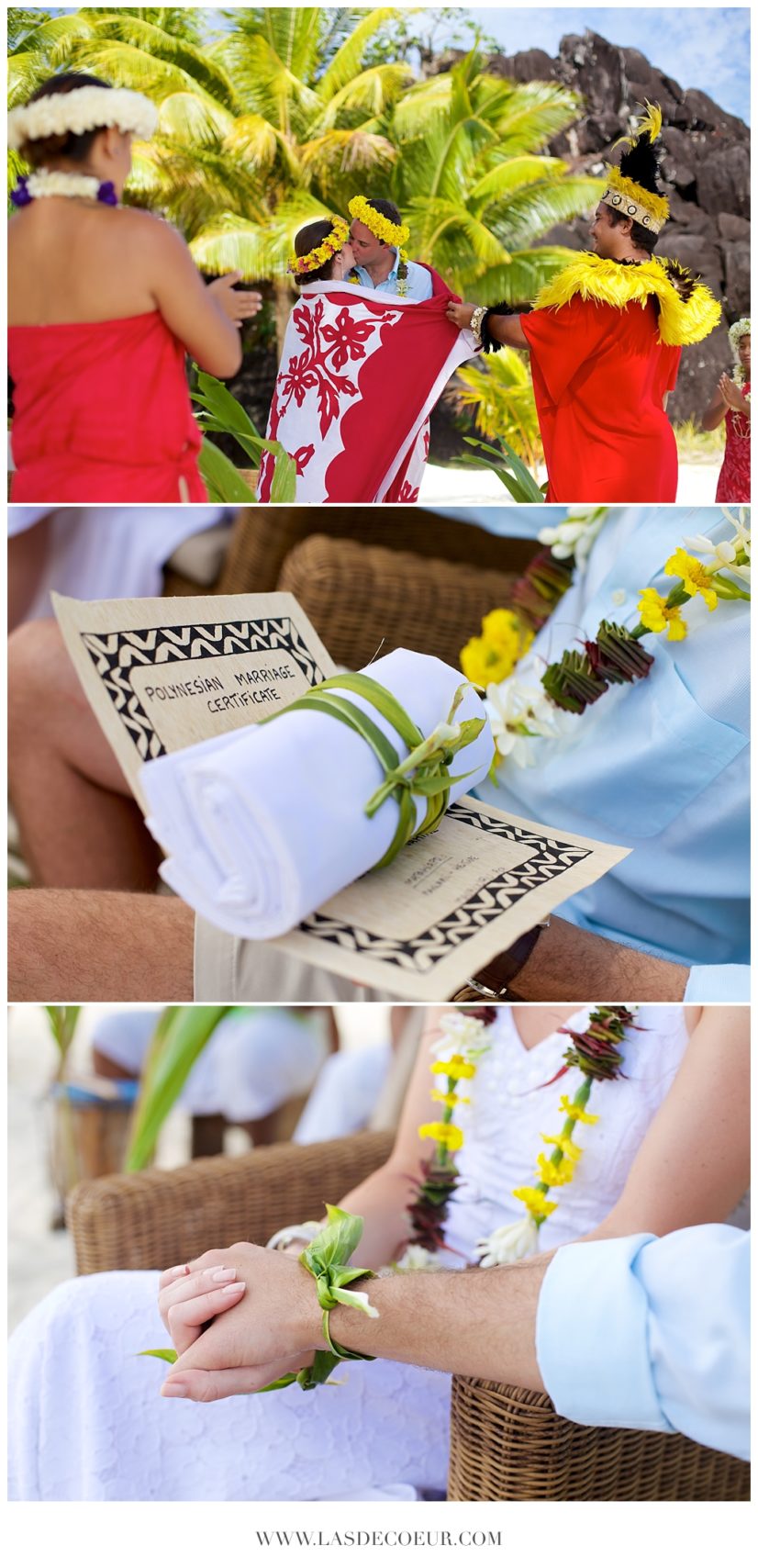 Mariage dans les iles Bora Bora Tahiti cérémonie polynesienne ©lasdecoeur