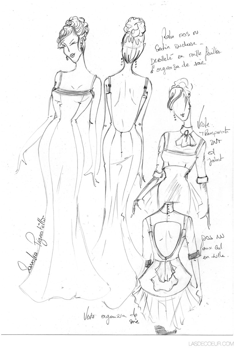 croquis robe de mariage sur mesure Lyon