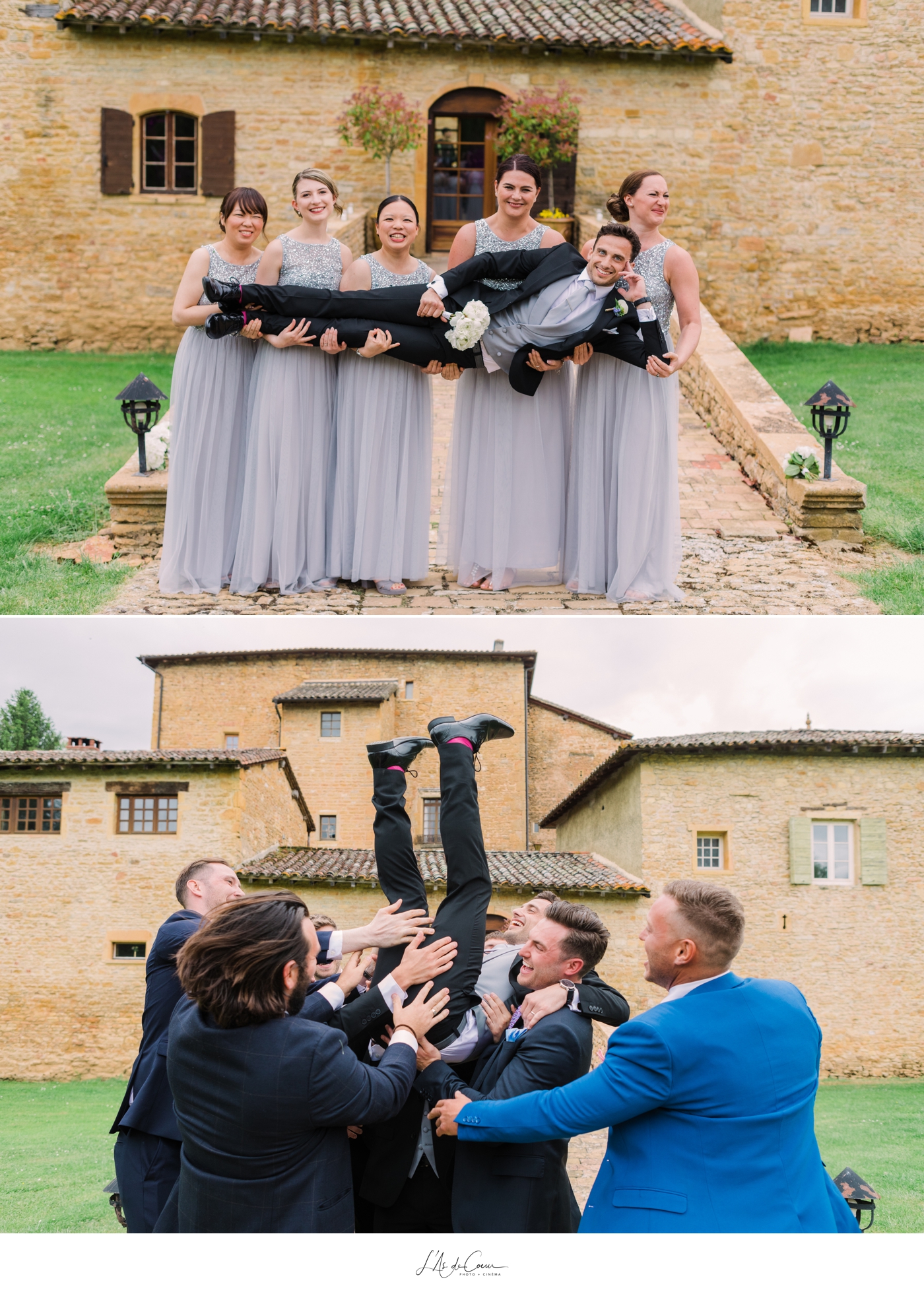Jumping groom wedding Beaujolais