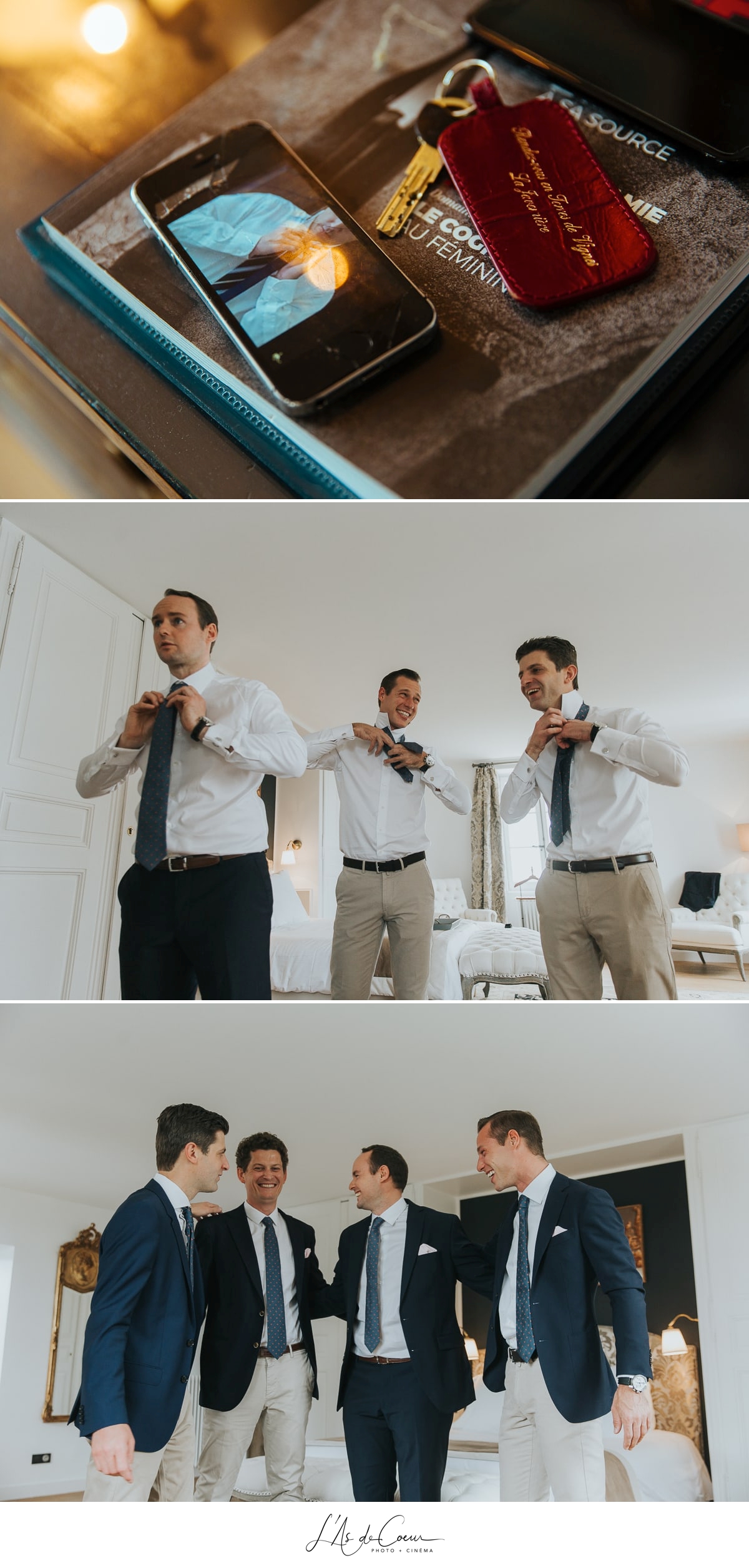 préparatifs marié cravate photographe mariage lyon beaujolais L'As de Coeur